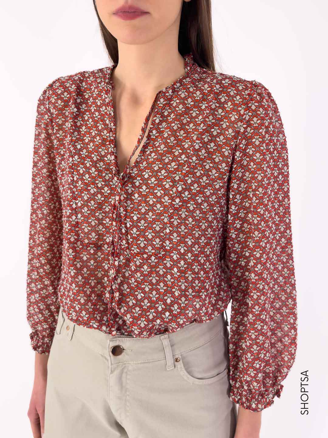 CALERNO - EMME Marella patterned plumetis shirt