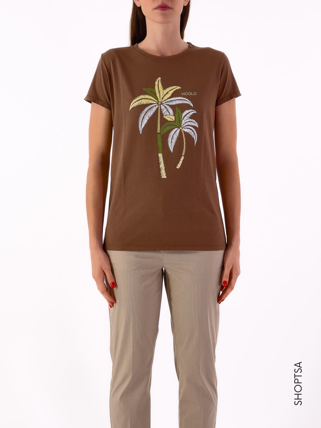 Tshirt marrone tropical Rb0812 - Vicolo