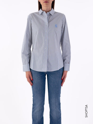 Camicia a righe azzurro