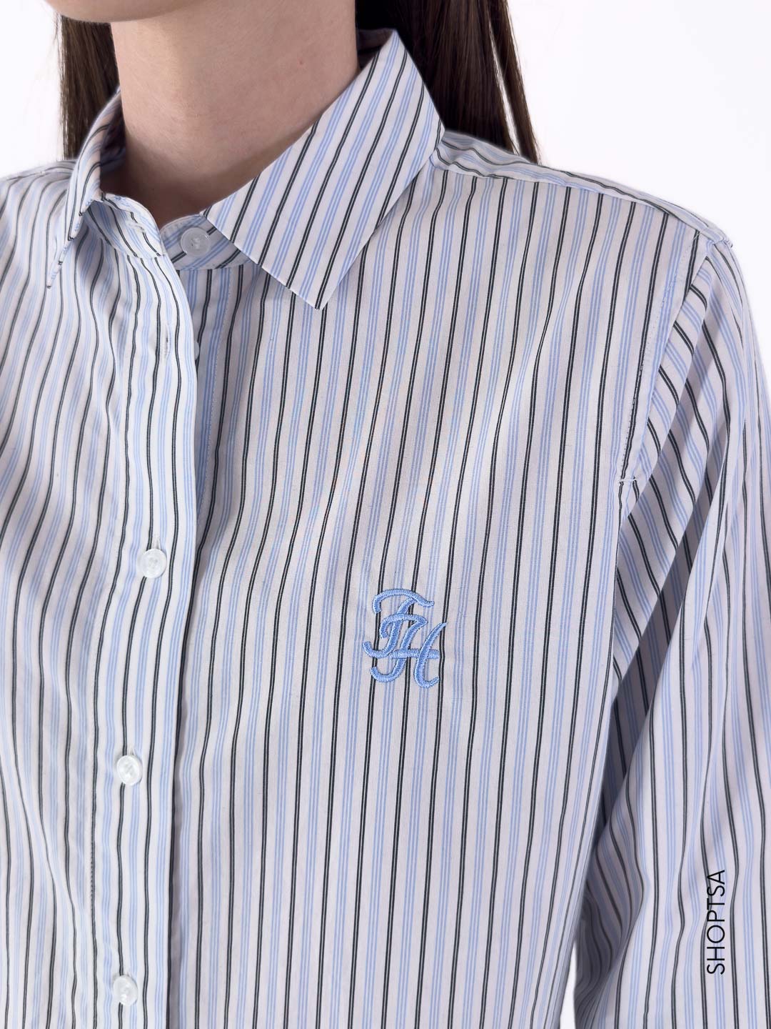 Camicia a righe azzurro