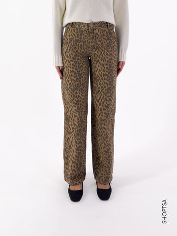 Jeans dritto leopardato