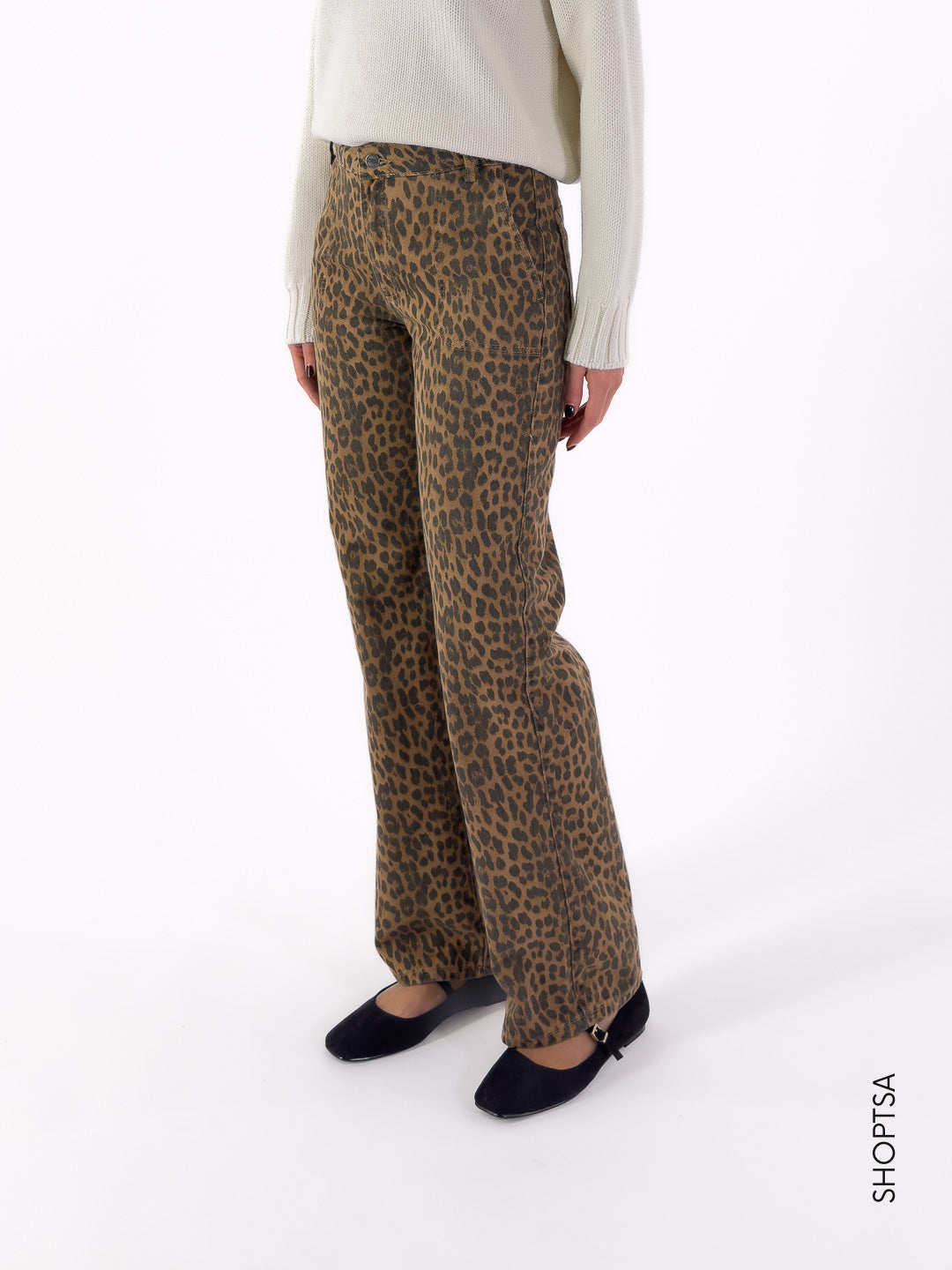 Jeans dritto leopardato