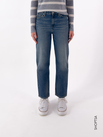 Jeans stright fit con baffature