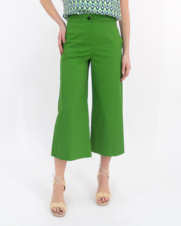 Green cropped cotton trousers